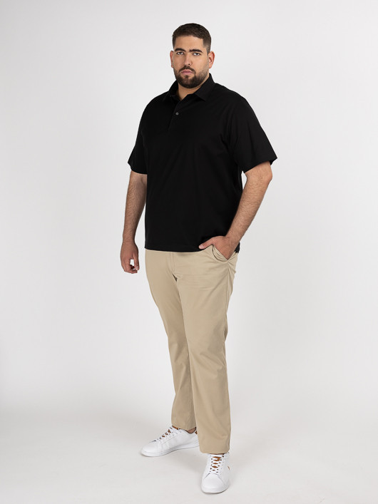 Polo Noir Coton Mercerise Capel Grande Taille noir homme grande taille - Capelstore