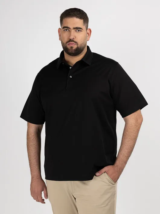 Polo Noir Coton Mercerise Capel Grande Taille noir homme grande taille - Capelstore