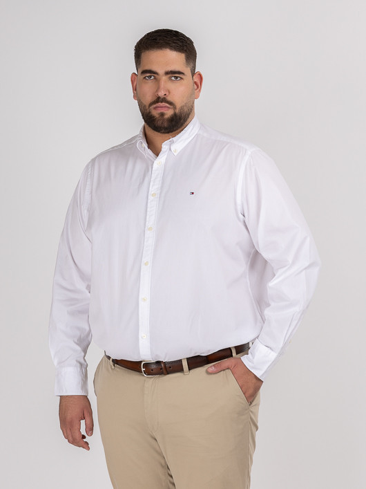 Chemise Popeline Blanche Tommy Hilfiger Grande Taille blanc homme grande taille - Capelstore