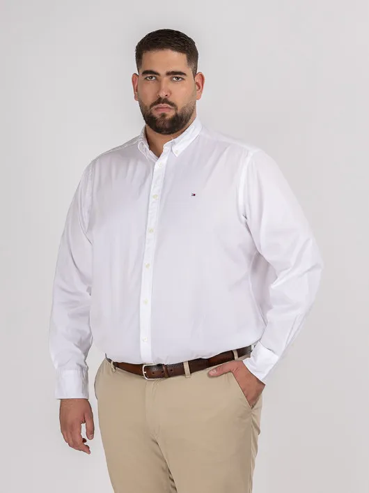 Chemise Popeline Blanche Tommy Hilfiger Grande Taille blanc homme grande taille - Capelstore