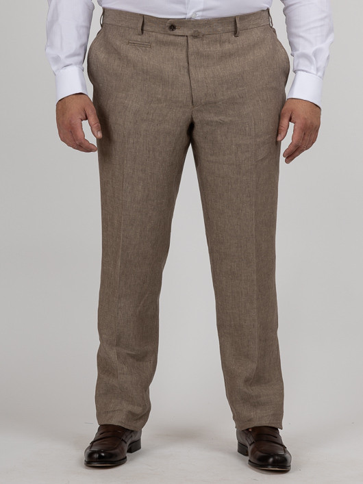 Pantalon En Lin Marron Glace Capel Grande Taille marron homme grande taille - Capelstore