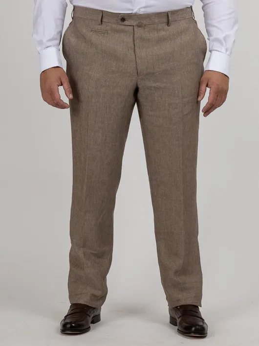 Pantalon En Lin Marron Glace Capel Grande Taille marron homme grande taille - Capelstore