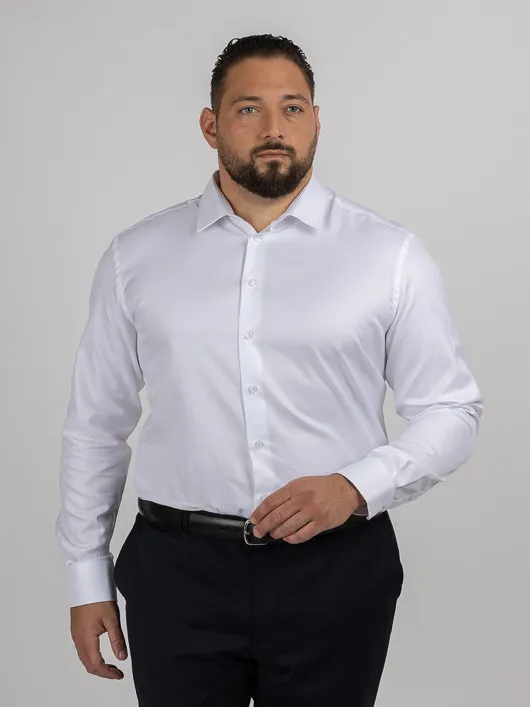 Chemise en coton dobby blanche homme grande taille | Capel