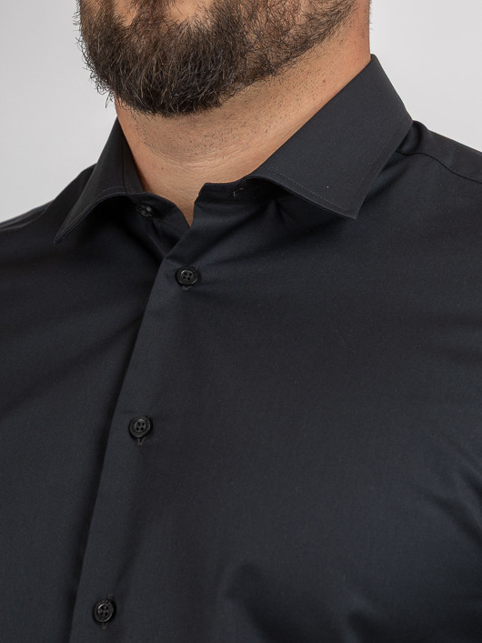 Chemise noire business 100% coton double retors homme grande taille | Capel