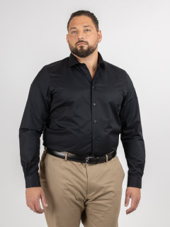 Chemise noire business 100% coton double retors homme grande taille | Capel