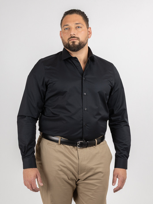 Chemise noire business 100% coton double retors homme grande taille | Capel