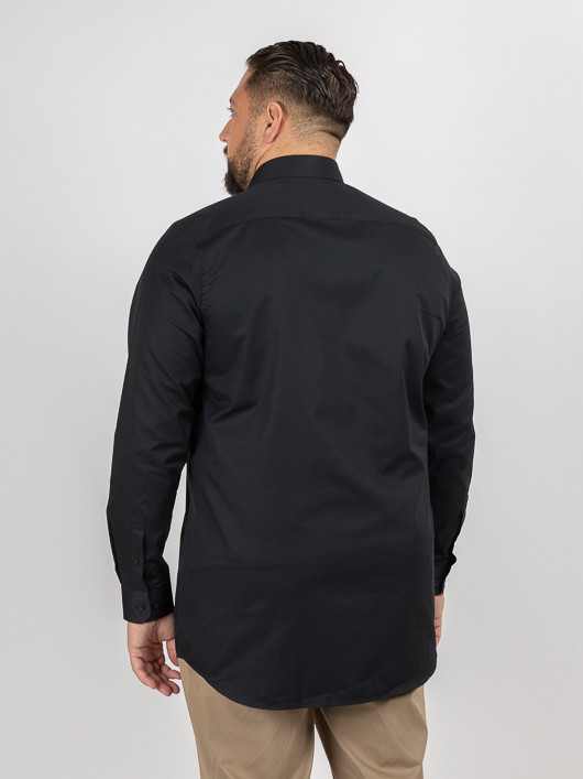 Chemise noire business 100% coton double retors homme grande taille | Capel