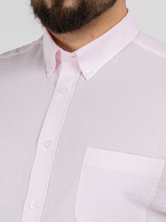 Chemise Ralph Seersucker Capel Grande Taille rose homme grande taille - Capelstore