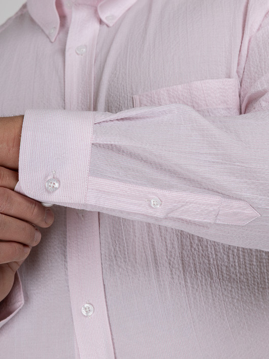 Chemise Ralph Seersucker Capel Grande Taille rose homme grande taille - Capelstore