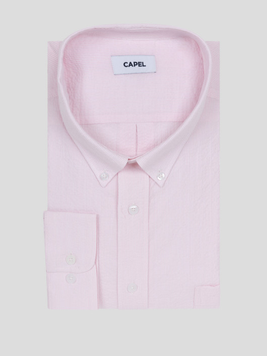 Chemise Ralph Seersucker Capel Grande Taille rose homme grande taille - Capelstore