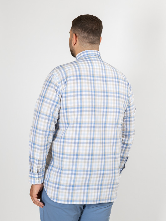Chemise Carreaux Paul & Shark Grande Taille blanc/bleu/beige homme grande taille - Capelstore