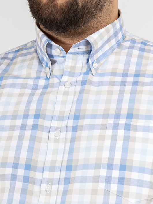 Chemise Carreaux Paul & Shark Grande Taille blanc/bleu/beige homme grande taille - Capelstore