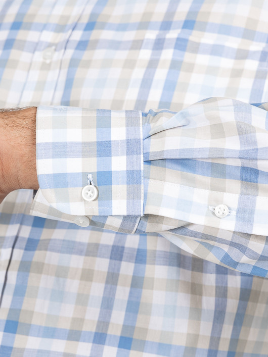 Chemise Carreaux Paul & Shark Grande Taille blanc/bleu/beige homme grande taille - Capelstore