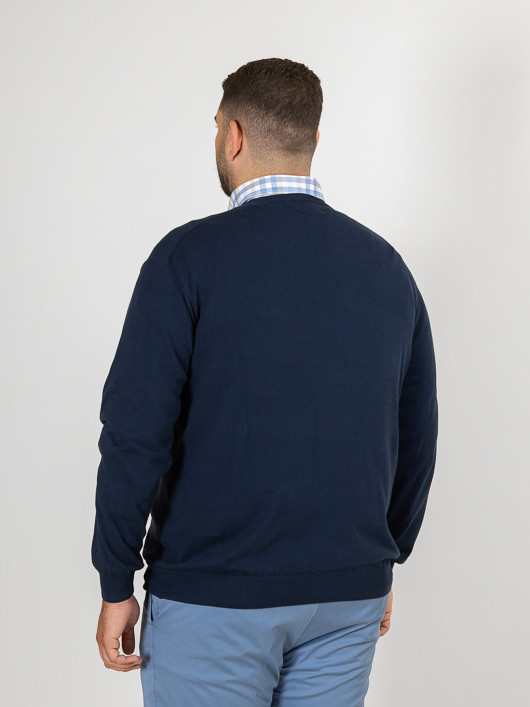 Pull Coton Marine Col V Como Capel Grande Taille homme grande taille - Capelstore