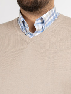 Pull Coton Beige Col V Como Capel Grande Taille beige homme grande taille - Capelstore