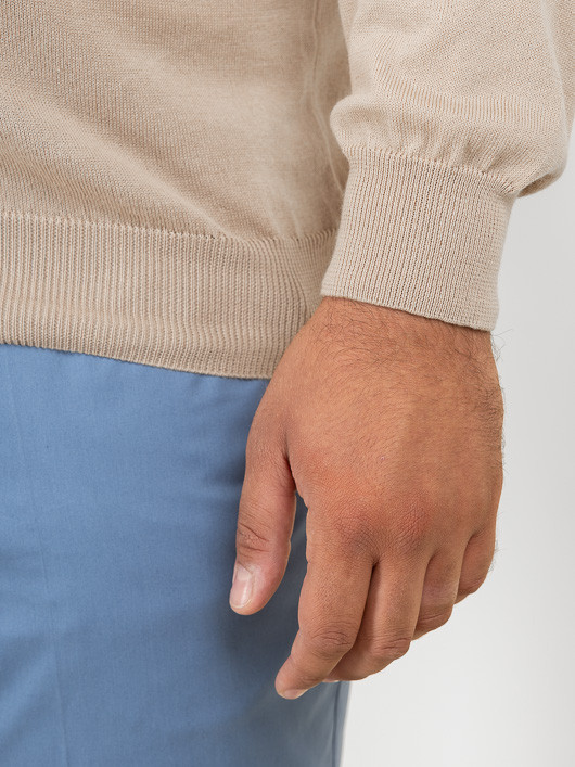 Pull Coton Beige Col V Como Capel Grande Taille beige homme grande taille - Capelstore