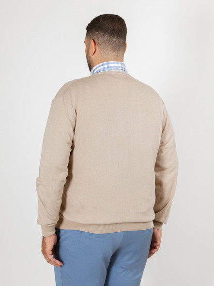 Pull Coton Beige Col V Como Capel Grande Taille
