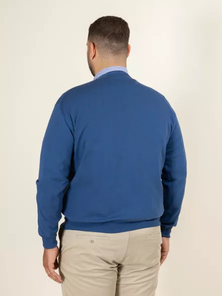 Pull Coton Navy Col V Como Capel Grande Taille