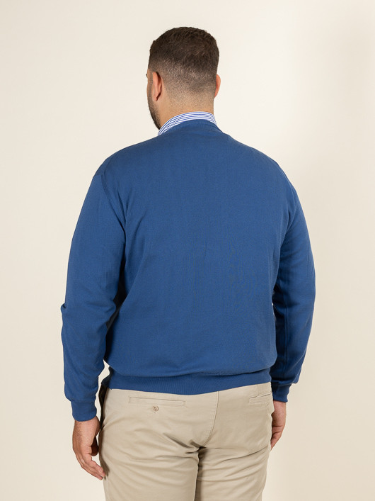 Pull Coton Navy Col V Como Capel Grande Taille