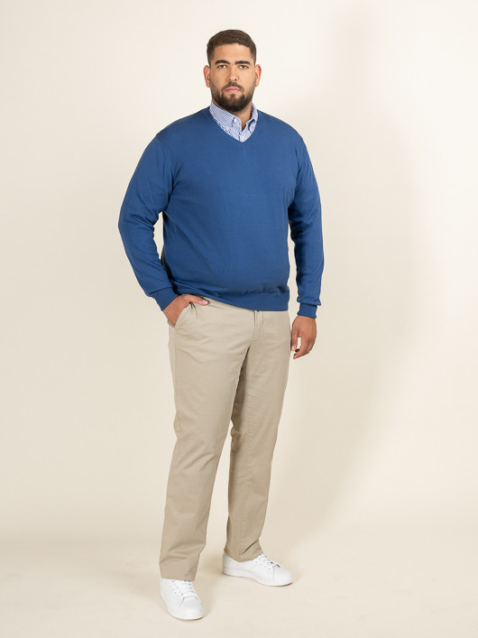 Pull Coton Navy Col V Como Capel Grande Taille