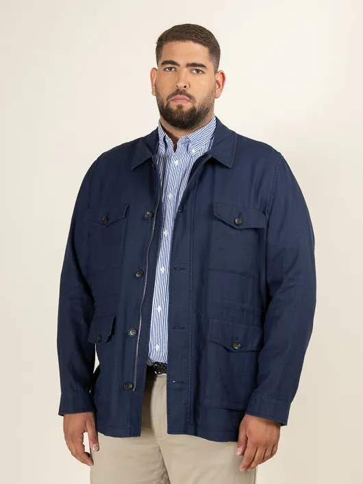 Saharienne En Lin Marine Capel Grande Taille marine homme grande taille - Capelstore