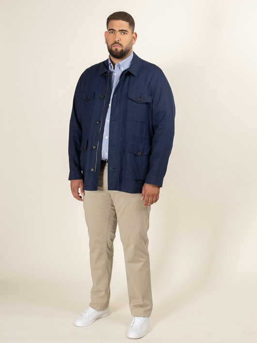 Saharienne En Lin Marine Capel Grande Taille marine homme grande taille - Capelstore