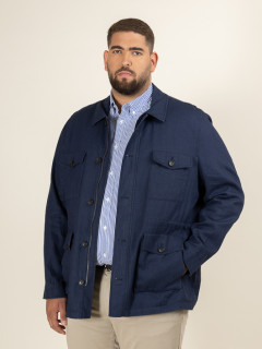 Saharienne En Lin Marine Capel Grande Taille marine homme grande taille - Capelstore