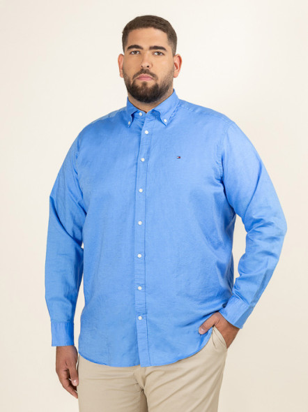 Chemise Bleue Coton/lin Tommy Hilfiger Grande Taille