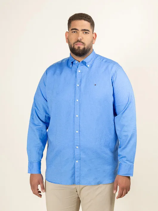 Chemise Bleue Coton/lin Tommy Hilfiger Grande Taille bleu ciel homme grande taille - Capelstore