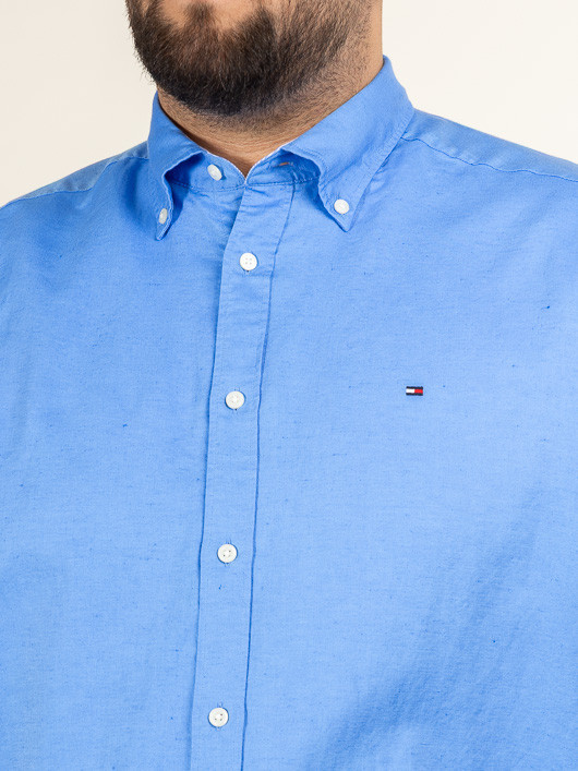 Chemise Bleue Coton/lin Tommy Hilfiger Grande Taille bleu ciel homme grande taille - Capelstore