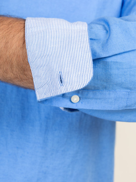 Chemise Bleue Coton/lin Tommy Hilfiger Grande Taille
