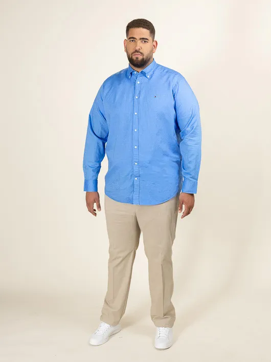 Chemise Bleue Coton/lin Tommy Hilfiger Grande Taille bleu ciel homme grande taille - Capelstore
