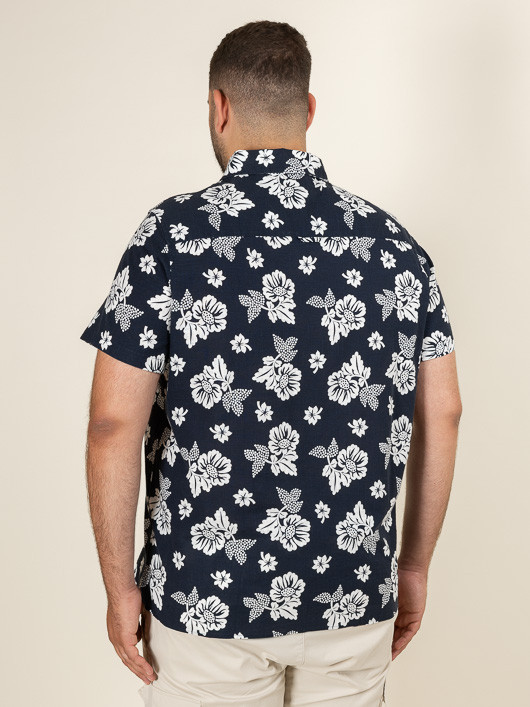 Chemisier / Top YIGGA Fleuri Bleu Foncé - Taille 158/164 (environ 36/38) - Manches 3/4 - Comme Neuf