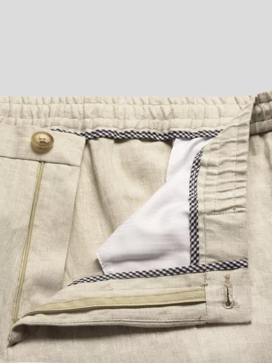 Pantalon En Lin Beige Elastique Capel Grande Taille beige homme grande taille - Capelstore