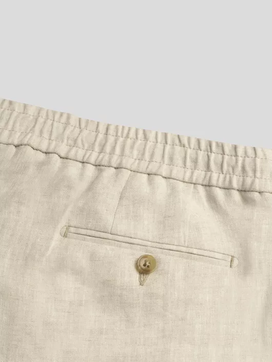 Pantalon En Lin Beige Elastique Capel Grande Taille beige homme grande taille - Capelstore