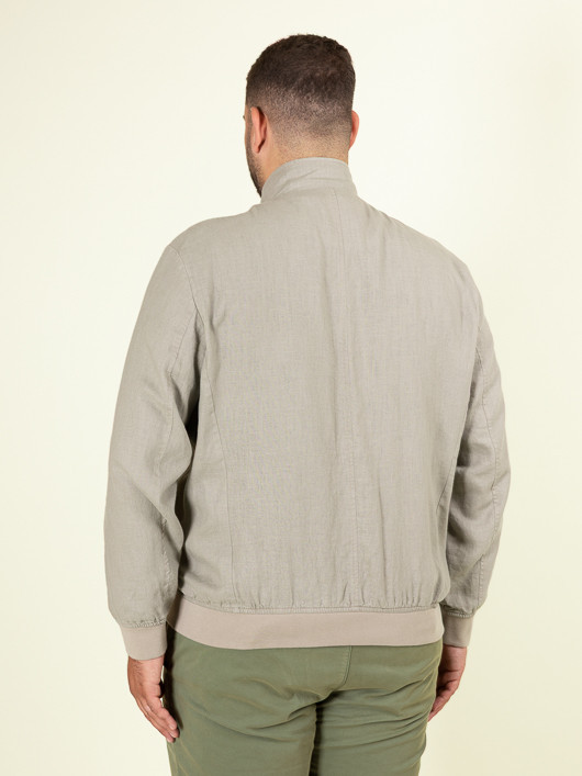 Blouson En Lin Capel Grande Taille marron vison homme grande taille - Capelstore