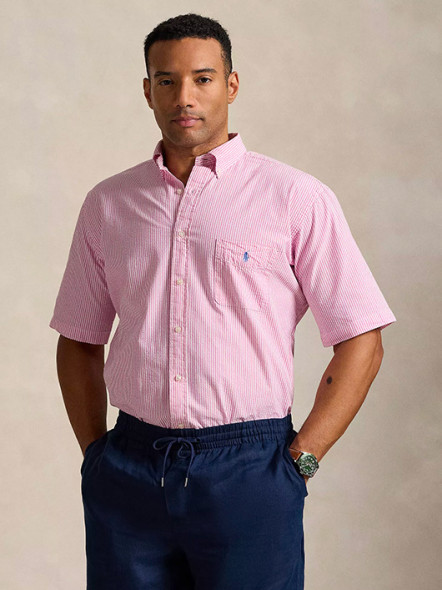 Chemisette Seersucker Rose Ralph Lauren Grande Taille