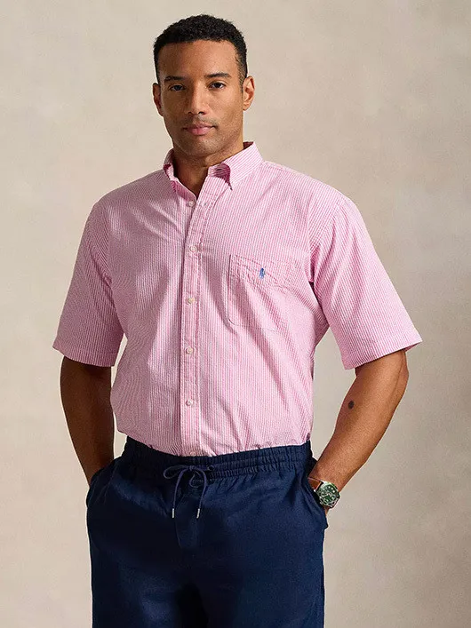 Chemisette Seersucker Rose Ralph Lauren Grande Taille rose homme grande taille - Capelstore