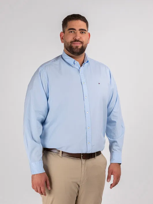 Chemise Popeline Bleue Tommy Hilfiger Grande Taille bleu ciel homme grande taille - Capelstore