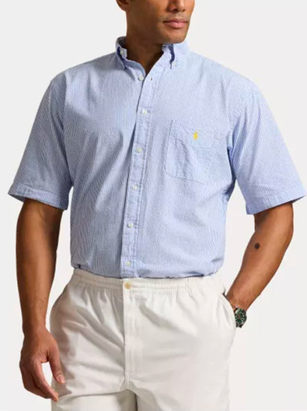 Chemisette Seersucker Bleue Ralph Lauren Grande Taille