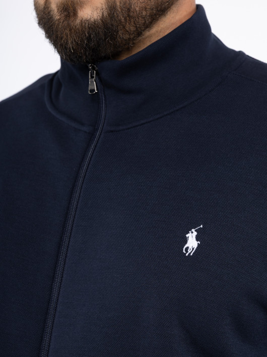 Sweat Zippé Col Droit Bleu Marine Ralph Lauren Grande Taille  - Capelstore