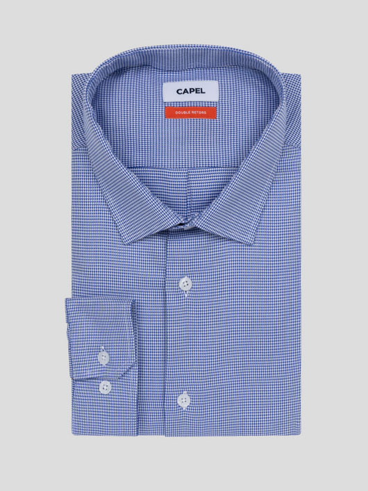 Chemise Capel Privé bleu et blanche pieds de poule