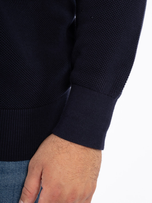 Pull Bleu Marine Maille Structuré Grande Taille