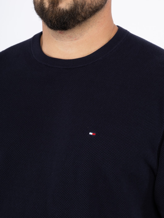 Pull Bleu Marine Maille Structuré Grande Taille