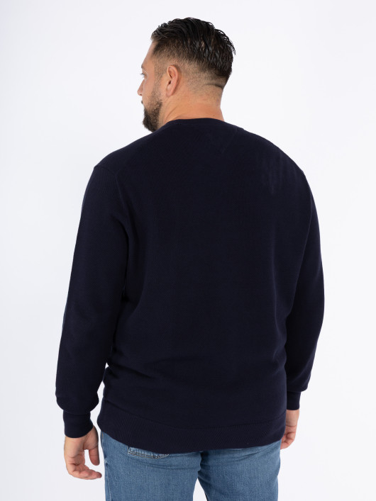 Pull Bleu Marine Maille Structuré Grande Taille