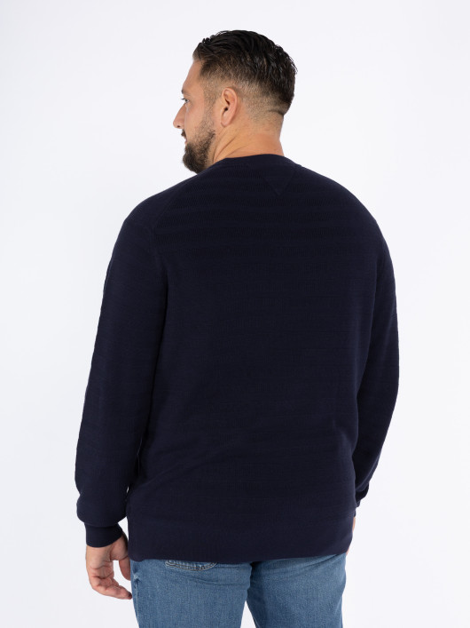 Pull Maille Effet Rayures Bleu Marine Tommy Hilfiger Grande Taille
