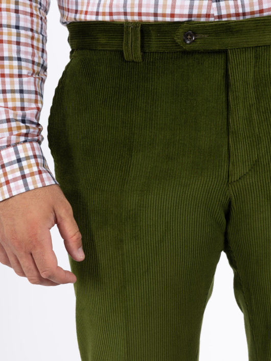 Pantalon Grant en Velours Vert Foret Capel Grande Taille