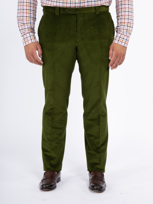 Pantalon Grant en Velours Vert Foret Capel Grande Taille
