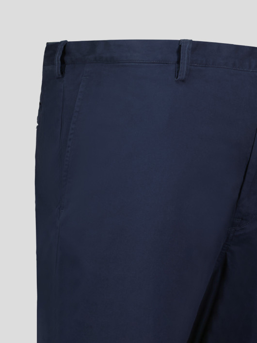 Pantalon En Coton Bleu Marine Grande Taille
