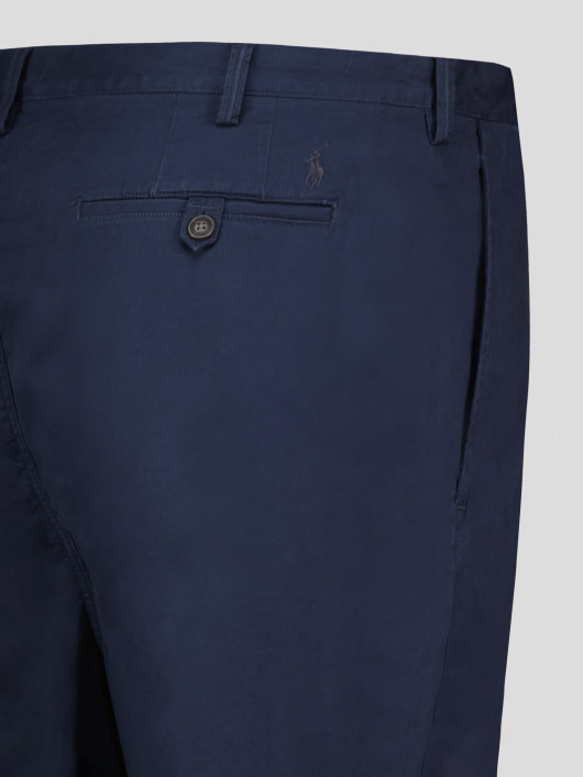 Pantalon En Coton Bleu Marine Grande Taille